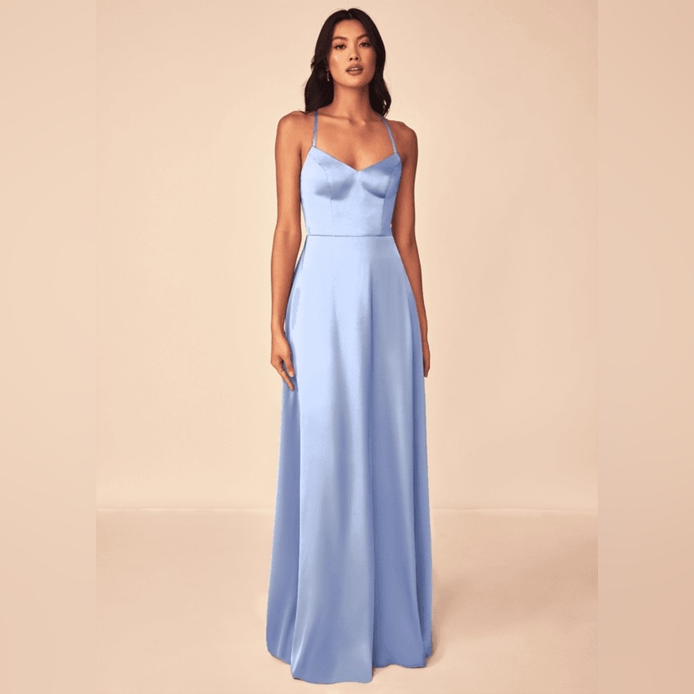 Azazie Light Blue Maxi Dress with Spaghetti Straps